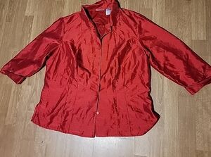 Kathie Lee Collection Vintage Red Blouse with 3/4 Sleeves